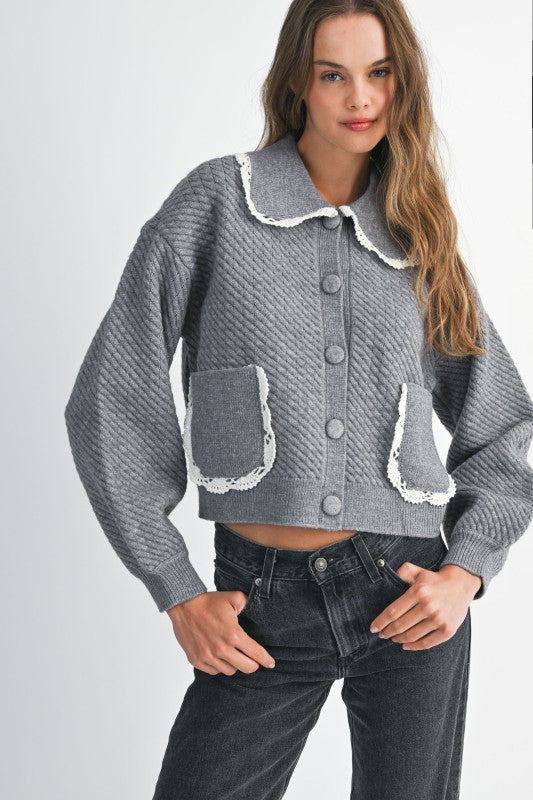 Lace Trim Detail Caridgan