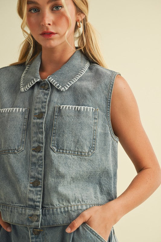 STITCH PATCH POCKET VEST