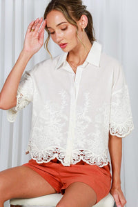 Short Sleeve Scallop Lace Top