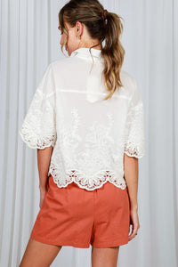 Short Sleeve Scallop Lace Top