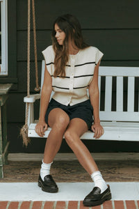 Stripe Button Down Knit Vest