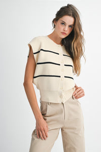 Stripe Button Down Knit Vest