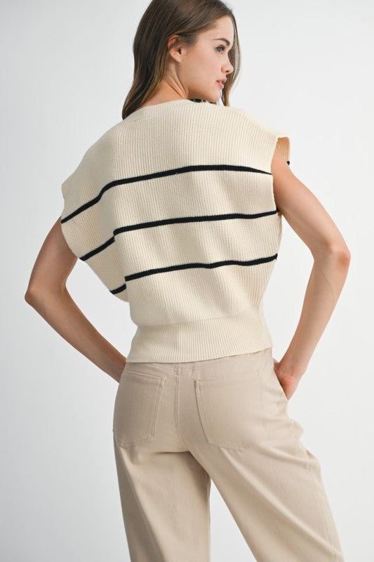 Stripe Button Down Knit Vest