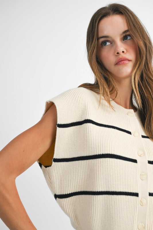 Stripe Button Down Knit Vest